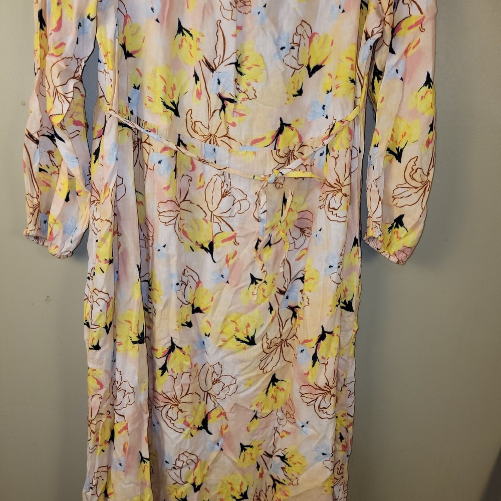 Style & Co Floral Midi Dress 1X Pink Yellow Button Front Long Sleeve Boho... - Picture 9 of 11